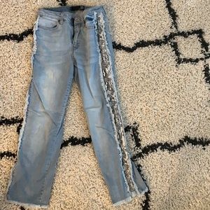Snake seam pattern ankle jeans